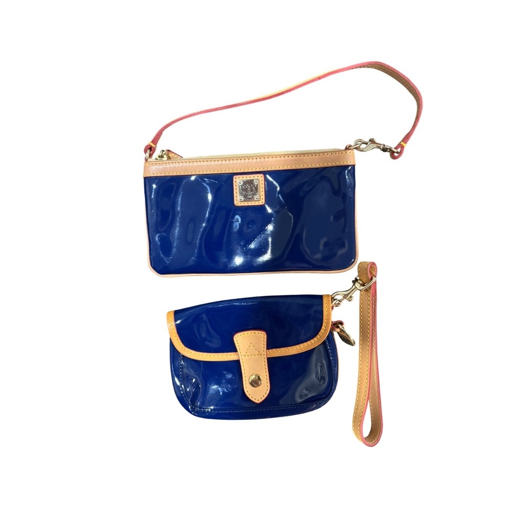 Blue Patent Leather Crossbody and Wristlet Set